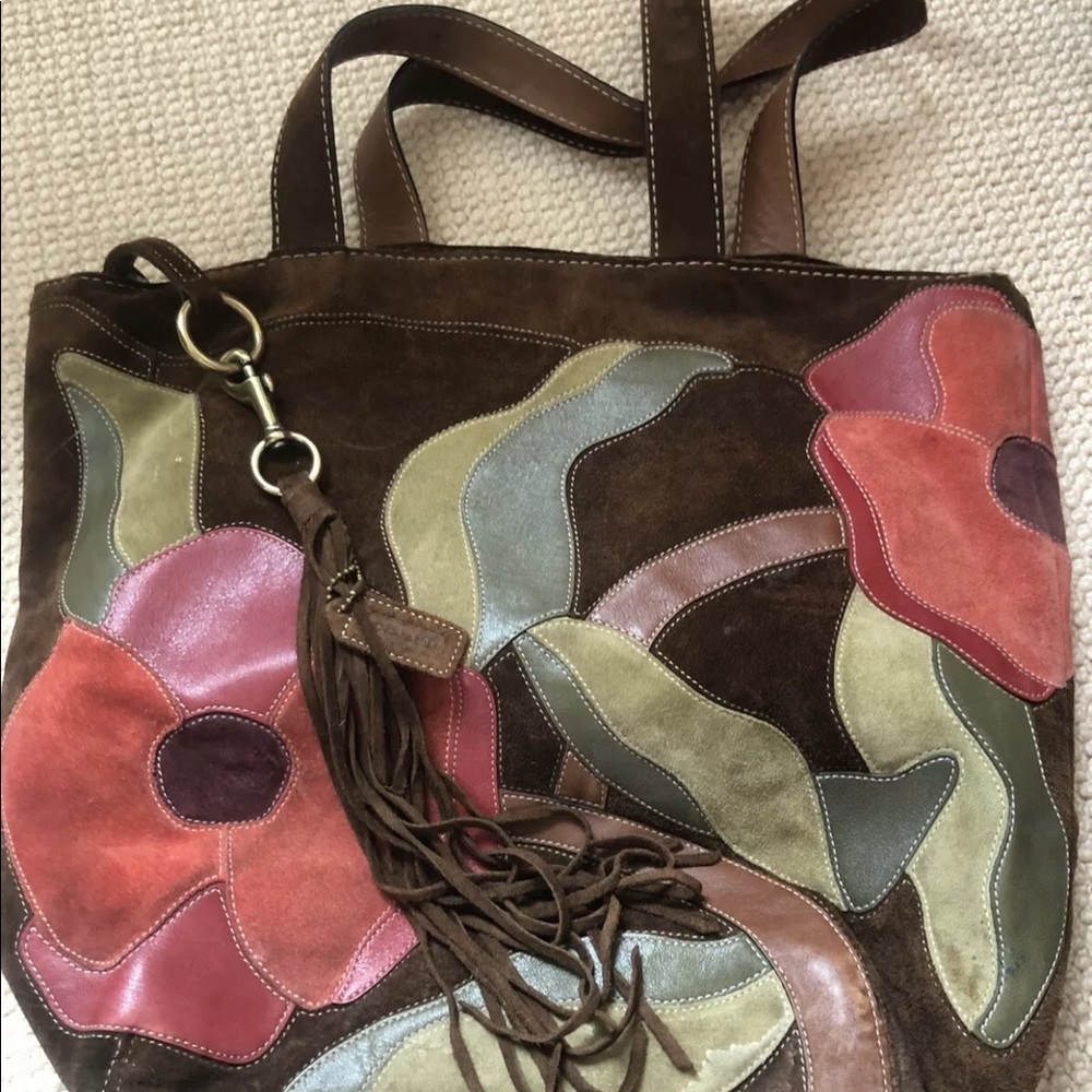 AUTHENTIC Coach Desi Floral Suede/leather Tote